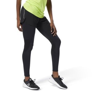 Reebok Running Two-in-One Tights Damen - Schwarz - DE 809-HSV